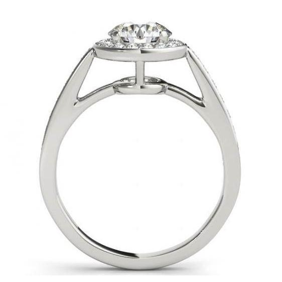 Runder Echt Diamant-Halo-Verlobungsring 1,50 Karat Weißgold 14K