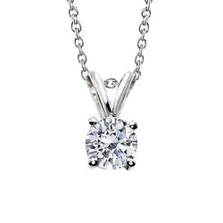 Runder Echt Aus der Erde Abgebauter Natürlicher Diamant Halskette Anhänger 2,50 Karat Krappen Set Weißgold 14K