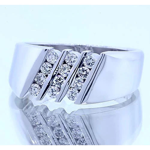Runder Echt Diamant Jubiläumsband Dicker Schaft Weißgold 14K 1,20 Karat