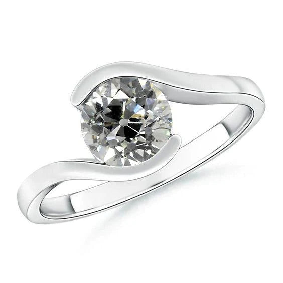 Runder Echt Diamant Old Cut Ring Solitaire Tension Style 3 Karat