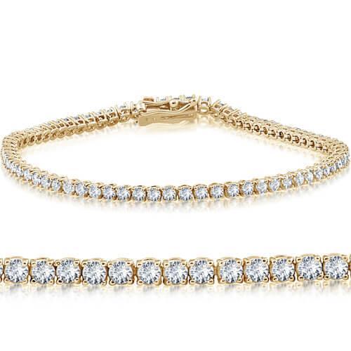 Runder Echt Diamant Tennis Damenarmband 4.50 Karat Gelbgold 14K