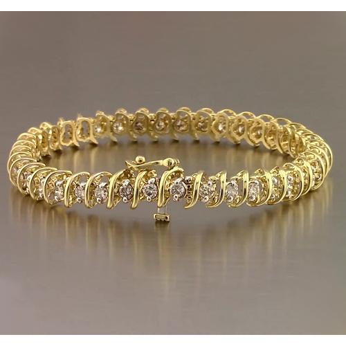 Runder Echt Diamant Tennisarmband 4 Karat Gelbgold 14K F Vs1