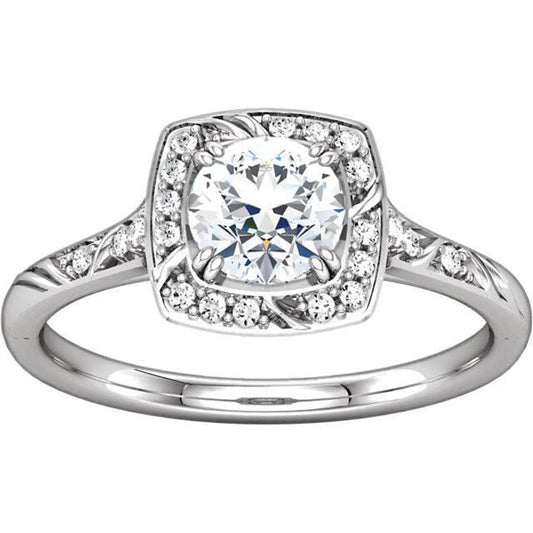 Runder Echt Aus der Erde Abgebauter Natürlicher Diamant-Verlobungs-Halo-Ring 1.65 Karat Weißgold 14K