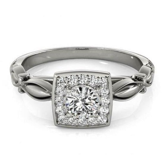 Runder Echt Diamant-Verlobungs-Jubiläumshalo-Ring 1,10 Karat WG 14K