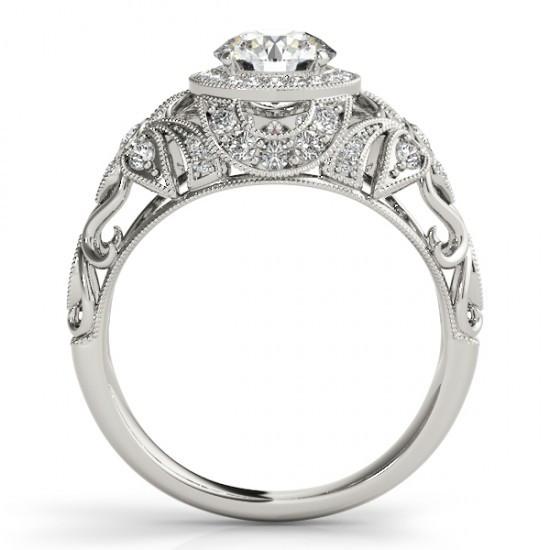 Runder Echt Diamant-Verlobungs-Jubiläumsring im Vintage-Stil 2,0 ct. WG 14K