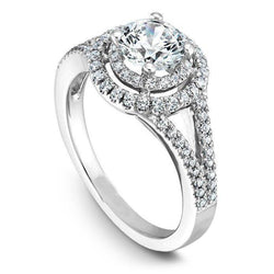 Runder Echt Aus der Erde Abgebauter Natürlicher Diamant-Verlobungsring mit geteiltem Schaft 4 Karat Weißgold 14K