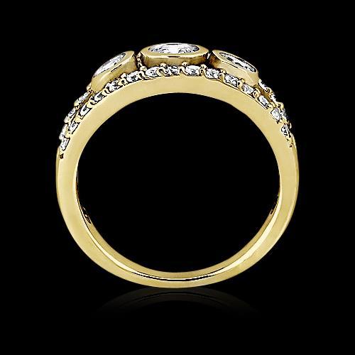 Runder Echt Diamantring 1,46 Kt Gelbgold Gespaltener Schaft Schmuck Neu