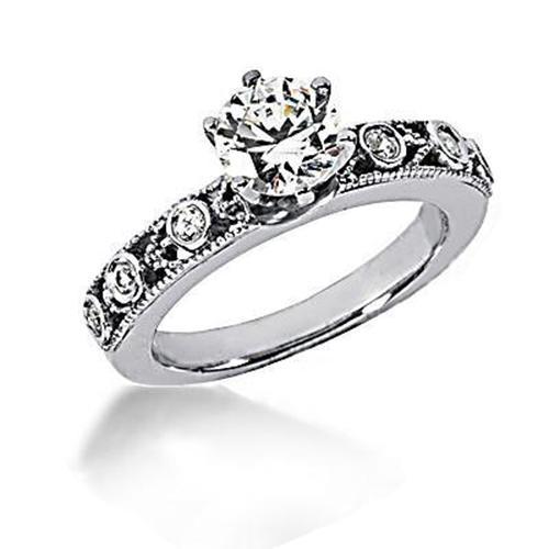 Runder Echt Diamantring Verlobung Antik-Stil 1,25 Karat