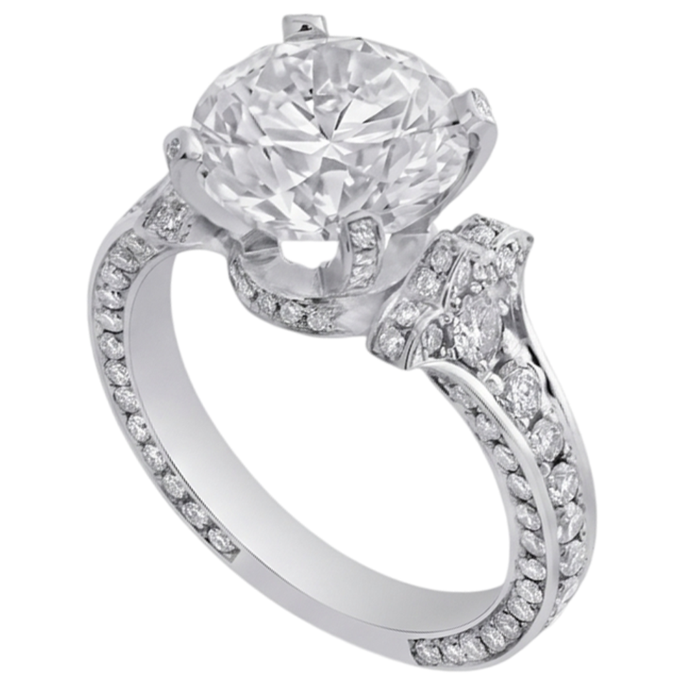 Runder Echt iamant Antik-Stil Verlobungsring 4.75 Karat Weißgold 14K