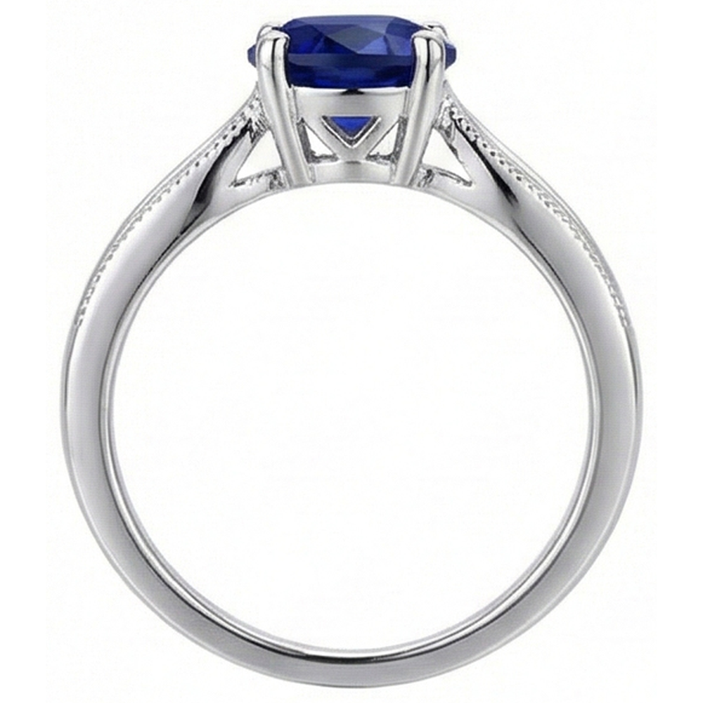 Runder Edelstein Solitär Ring Ceylon Saphir Milgrain Schaft 1 Karat