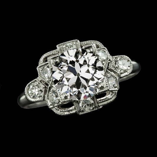 Runder Ehering Alter Minenschliff Echt Diamanten 3,75 Karat Schmuck