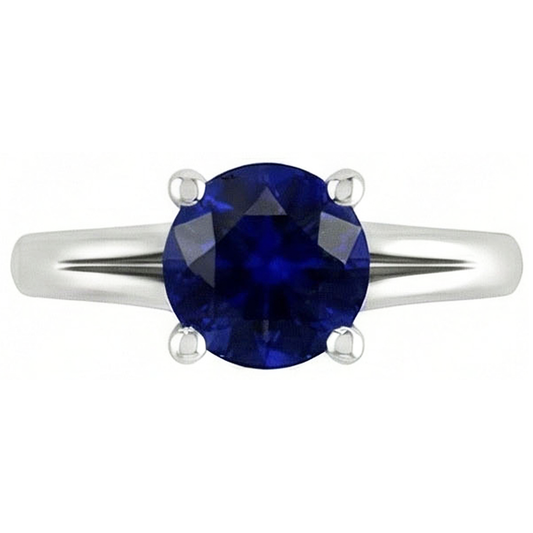 Runder Gold Solitaire Ceylon Saphir Ring U Krappenfassung 1,50 Karat