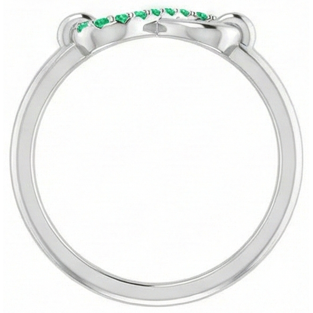 Runder Grün Smaragd-Versprechensring Infinity 1 Karat Weißgold 14K
