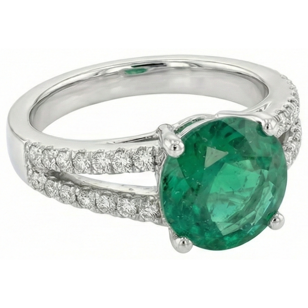 echter round smaragd 3.75Karat ring Seitenansicht