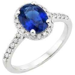 Runder Halo Aus der Erde Abgebauter Natürlicher Diamant-Verlobungsring Oval Ceylon Saphir 6 Karat Gold