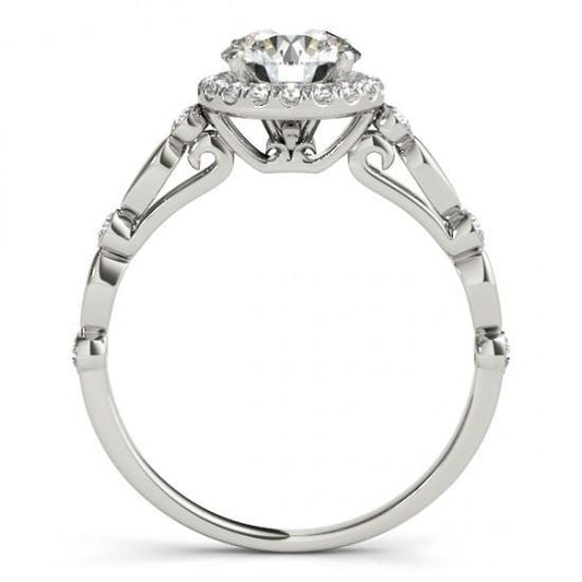 Runder Halo Echt Diamant 1.50 Karat Verlobungsring WG 14K