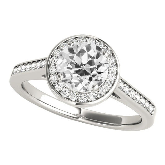 Runder Halo Ring alter Bergmann Echt Diamanten 3.50 Karat Gold Damenschmuck