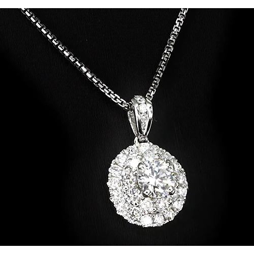 Runder Halo Set Echt Diamant Anhänger 1,75 Karat Damen Schmuck Neu