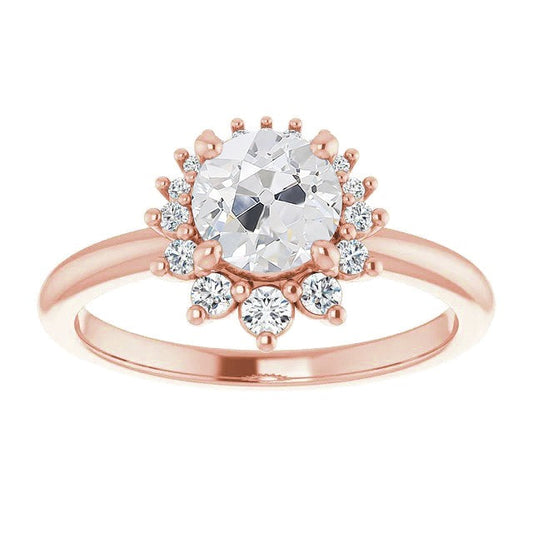 Runder Halo-Verlobungsring alter Bergmann Echt Diamanten 3.25 Karat Schmuck