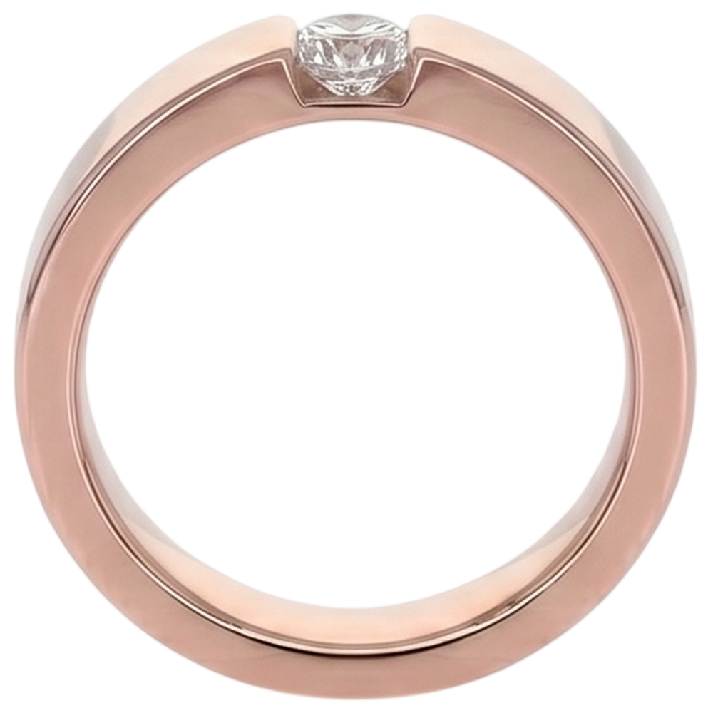 Runder Herrenring Echt Aus der Erde Abgebauter Natürlicher Diamant aus 14 Karat Roségold mit Spannung von 0,75 Karat