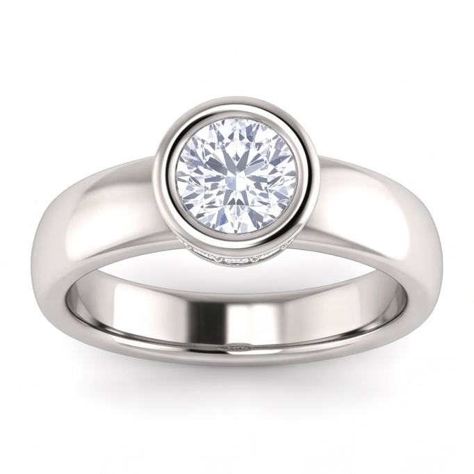 Runder Natürliche Aus der Erde Abgebauter Natürlicher Diamant-Jubiläumsring 1,66 Karat Lünette und Krappen-Set