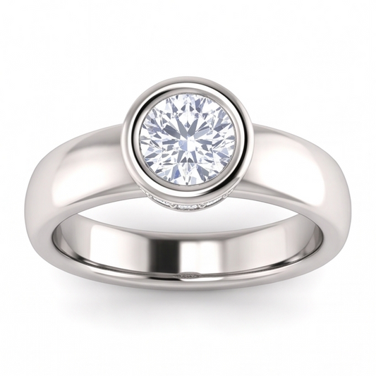 Runder Natürliche Aus der Erde Abgebauter Natürlicher Diamant-Jubiläumsring 1,66 Karat Lünette und Krappen-Set