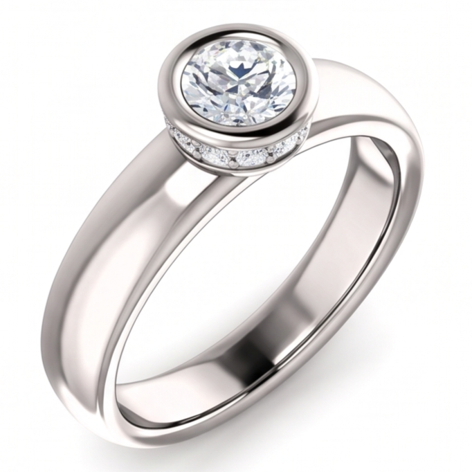 Runder Natürliche Aus der Erde Abgebauter Natürlicher Diamant-Jubiläumsring 1,66 Karat Lünette und Krappen-Set