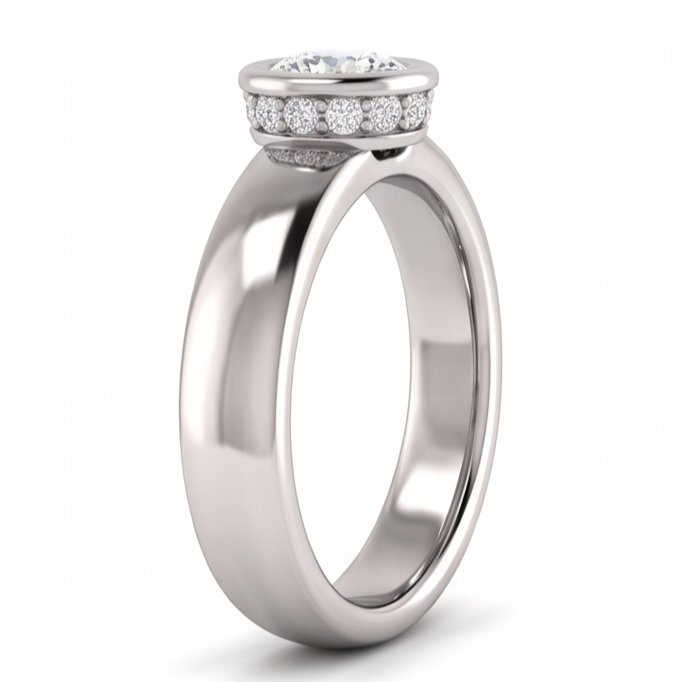 Runder Natürliche Aus der Erde Abgebauter Natürlicher Diamant-Jubiläumsring 1,66 Karat Lünette und Krappen-Set