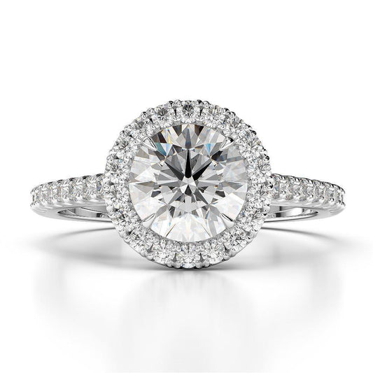 Runder Natürliche Diamant-Halo-Verlobungsring mit 2,65 Karat Weißgold 14K