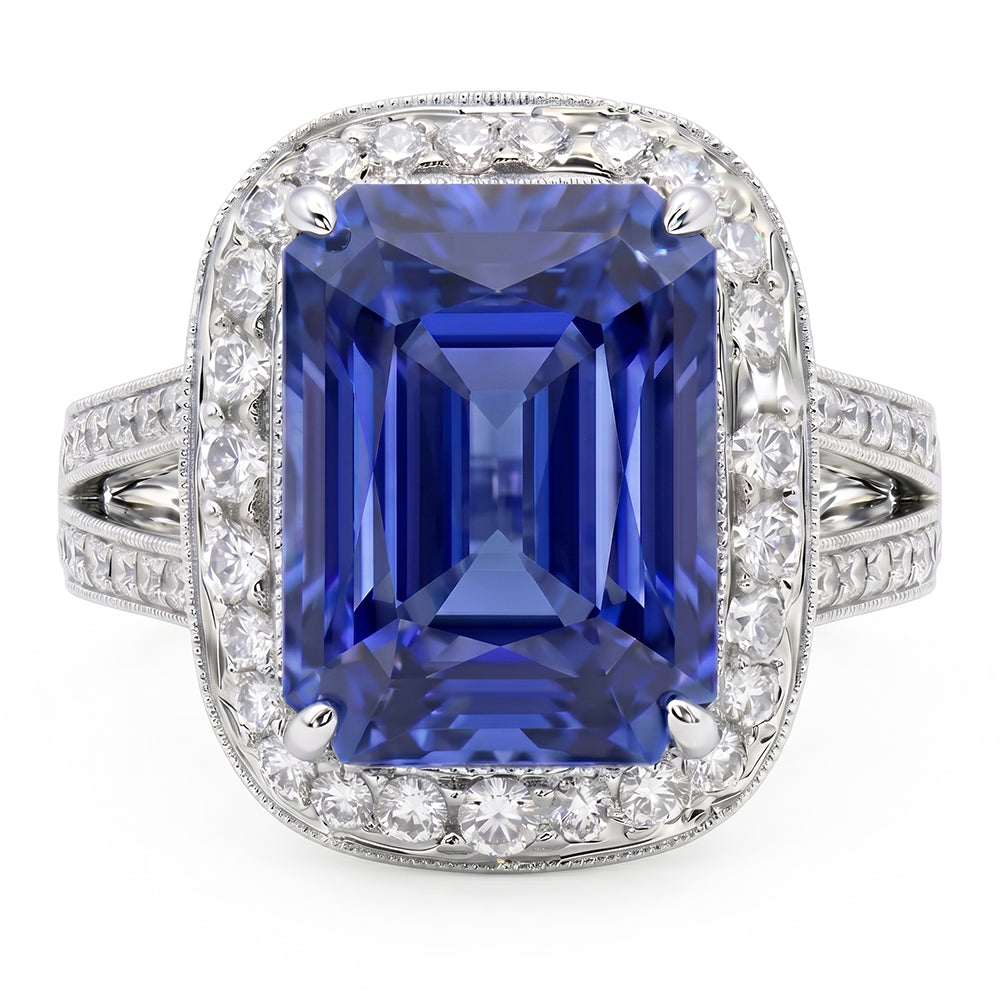 echter radiant diamant 5Karat ring Detailansicht