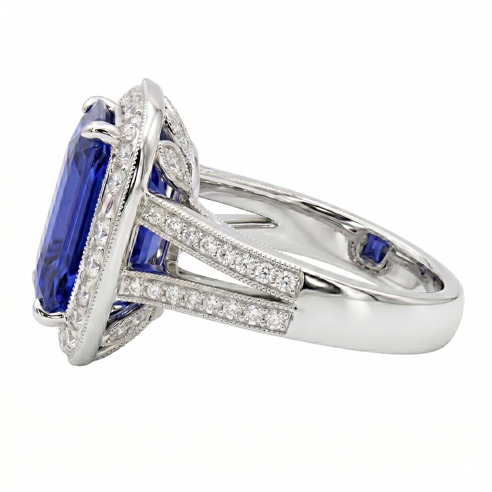 echter radiant diamant 5Karat ring Draufsicht