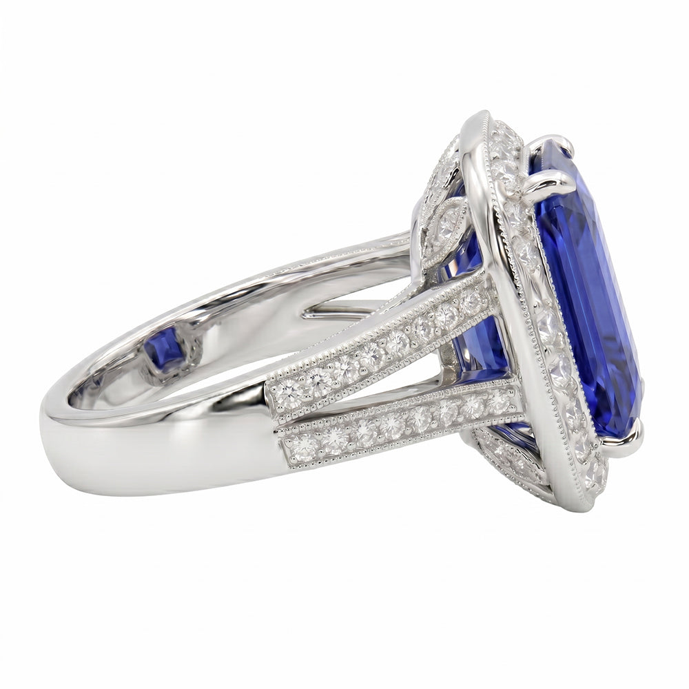 echter radiant diamant 5Karat ring Profilansicht