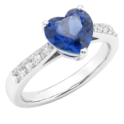Runder Natürlicher Diamant ( nicht im Labor gezüchtet )-Herz-Edelstein-Ring Natürlicher blauer Saphir 2 Karat