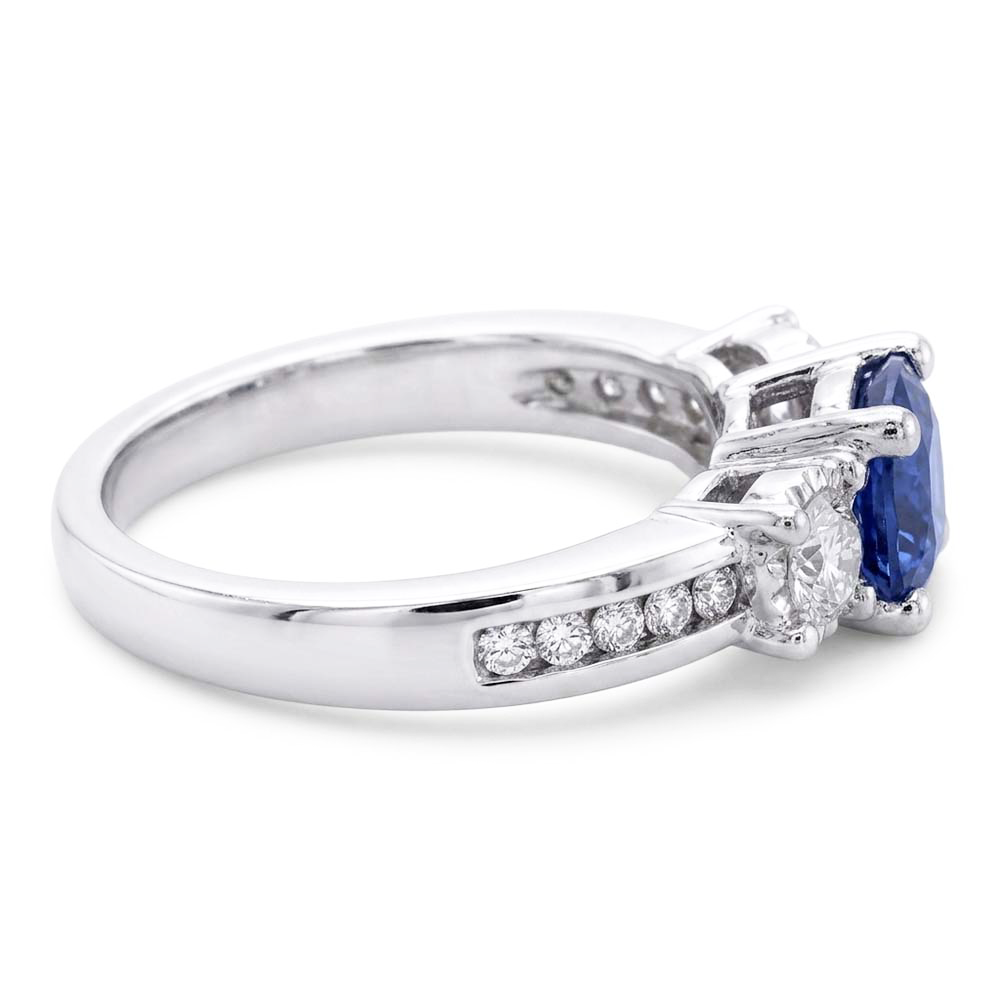 Runder Natürlicher Diamant ( nicht im Labor gezüchtet ) Kissen Saphir Edelstein Ring 2 Karat 3 Stein Stil