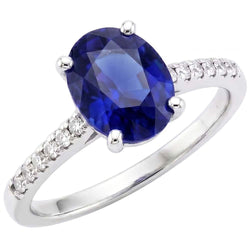 Runder Natürlicher Diamant ( nicht im Labor gezüchtet ) Pave Set Ring Oval Cut Sri Lanka Saphir 5 Karat
