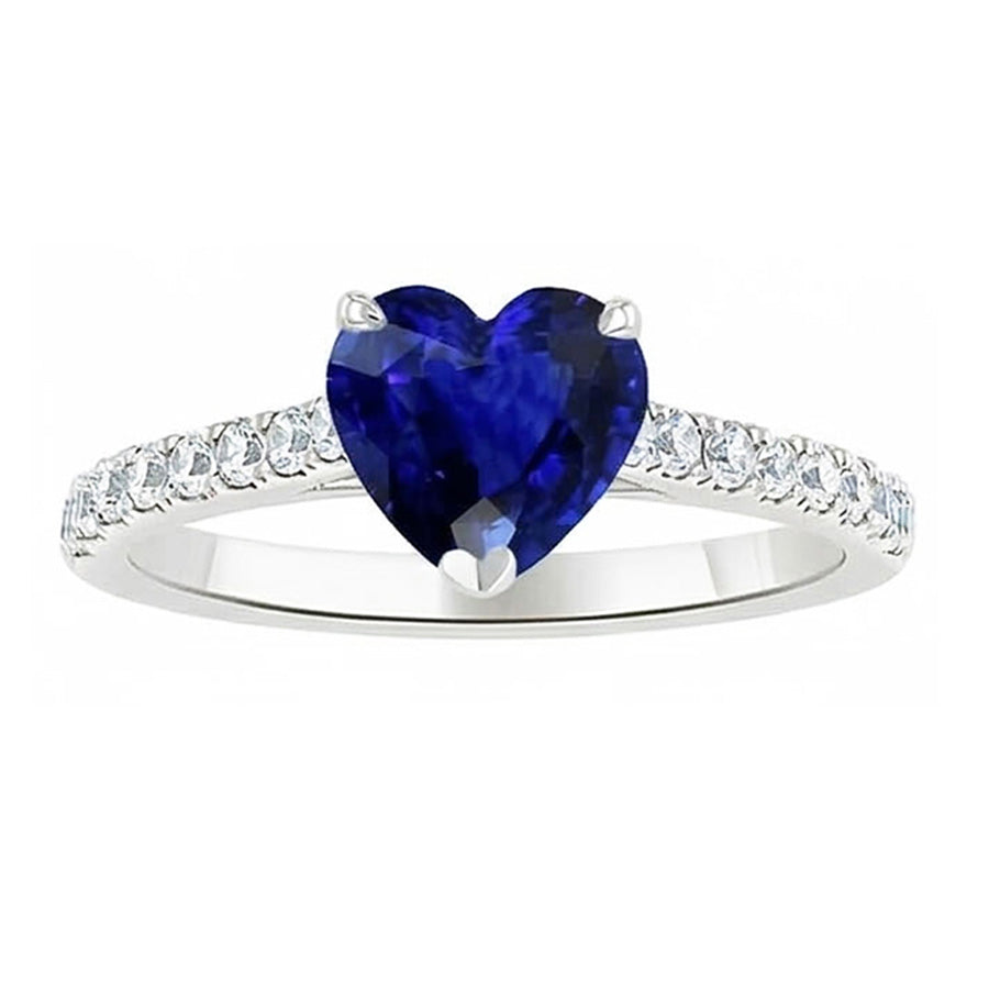 Runder Natürlicher Diamant ( nicht im Labor gezüchtet ) Saphir Ring Herzschliff Kathedrale Fassung 2,50 Karat
