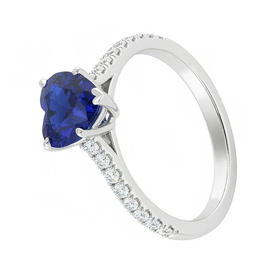 Runder Natürlicher Diamant ( nicht im Labor gezüchtet ) Saphir Ring Herzschliff Kathedrale Fassung 2,50 Karat