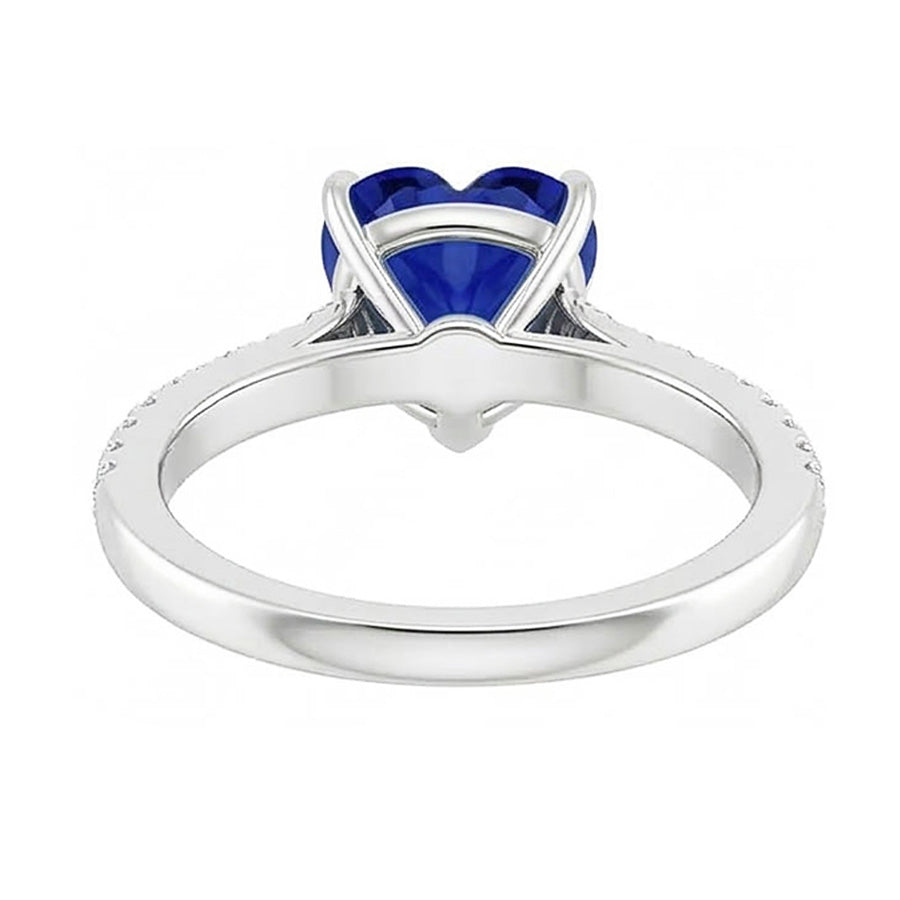 Runder Natürlicher Diamant ( nicht im Labor gezüchtet ) Saphir Ring Herzschliff Kathedrale Fassung 2,50 Karat