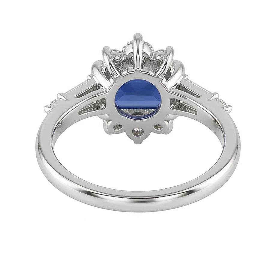 Runder Natürlicher Diamant ( nicht im Labor gezüchtet ) Smaragd Saphir & Baguette Schliff Ring 2,50 Karat