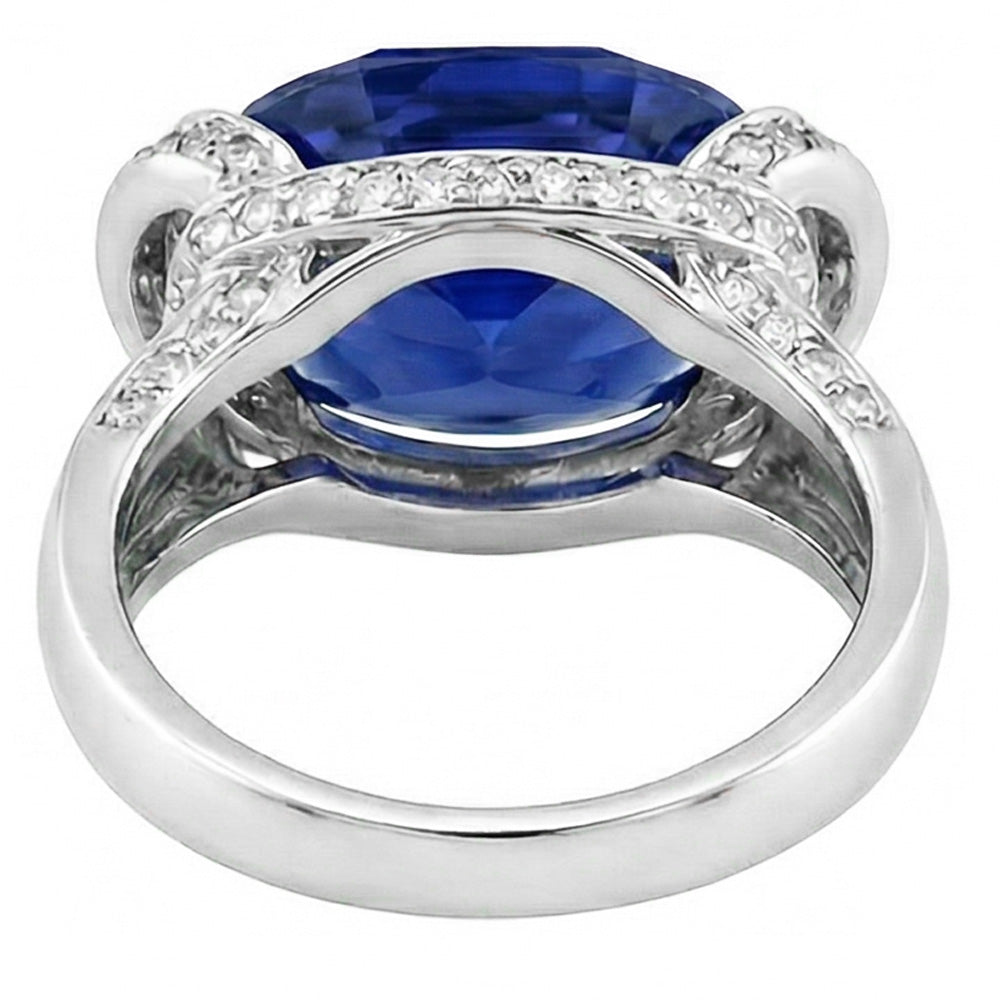 Runder Natürlicher Diamant ( nicht im Labor gezüchtet ) & Ovalschliff Blauer Saphir Ring Stabfassung 4,50 Karat