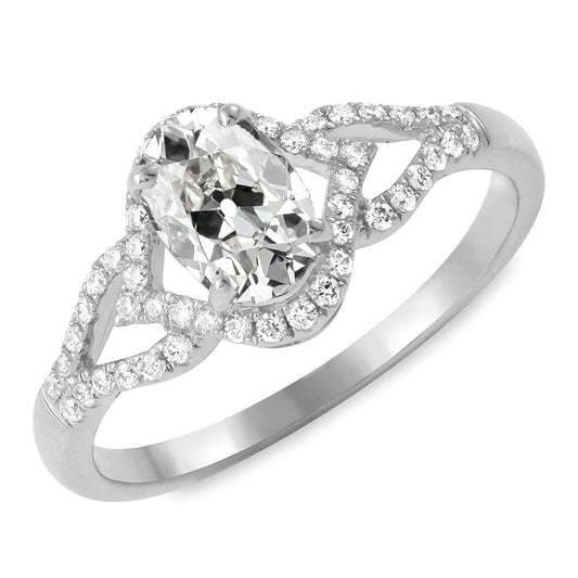 Runder & Ovaler Alter Echt Minenschliff Diamant Ausgefallener Ring mit geteiltem Schaft 7 Karat