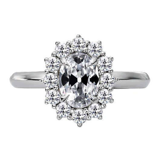 Runder & Ovaler alter Bergmann Echt Diamant Halo Ring Blumenstil 4.50 Karat