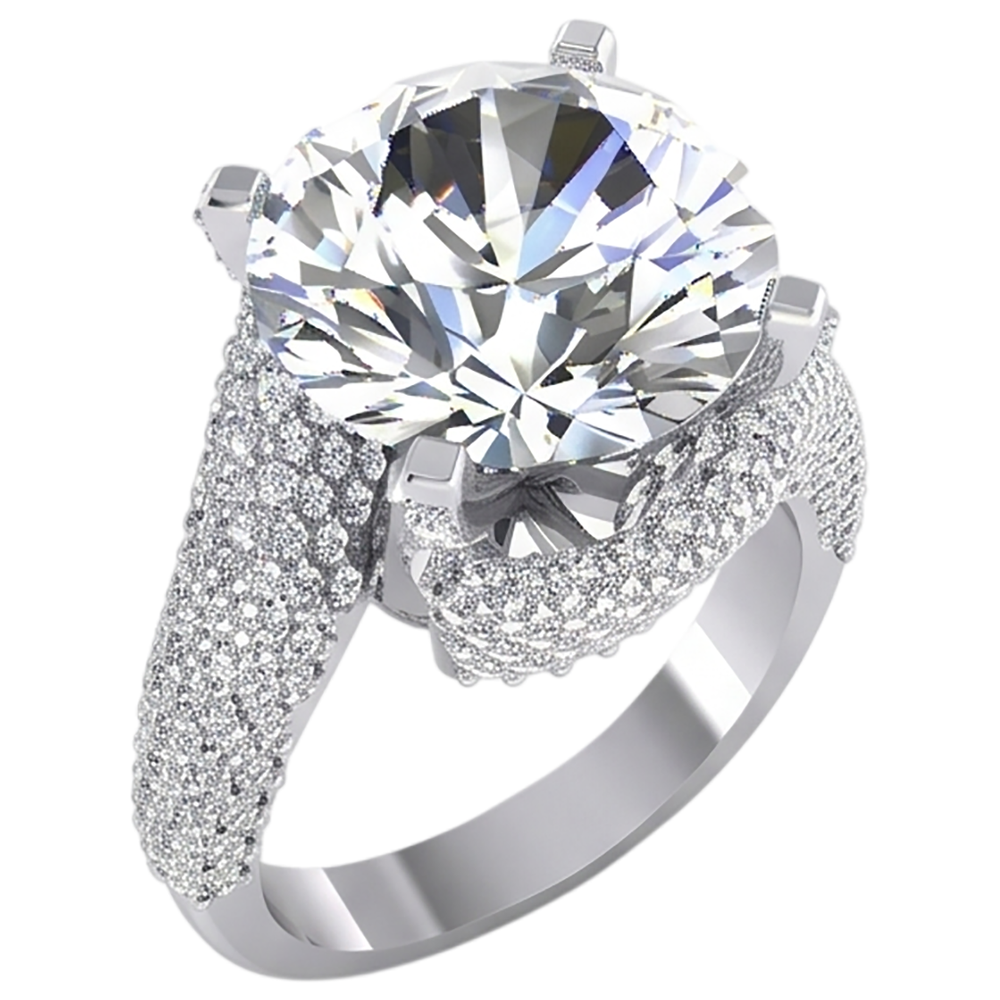 Runder Pavé-Aus der Erde Abgebauter Natürlicher Diamantring Weißgold 6,75 Karat