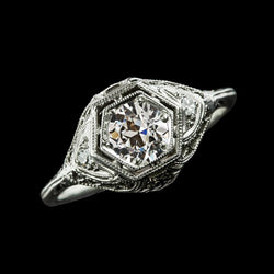 Runder Ring mit drei Steinen im antiken Stil Alter Bergmann Echt Diamanten 1,75 Karat