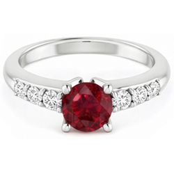 Runder Rubin 1,50 Karat Verlobungsring Weißgold 14K