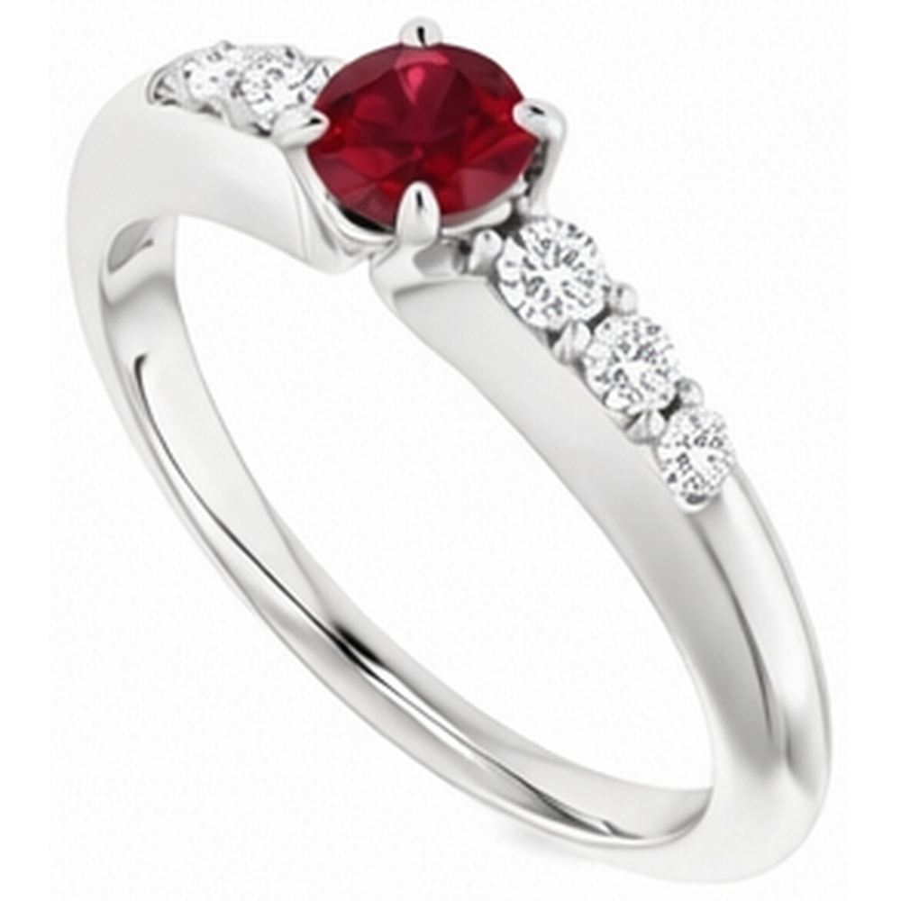 Runder Rubin 1,50 Karat Verlobungsring Weißgold 14K
