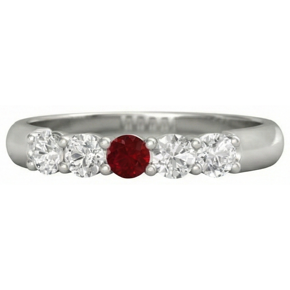 Runder Rubin-Aus der Erde Abgebauter Natürlicher Diamant-Ring 1,50 Karat Weißgold 14K Schmuck