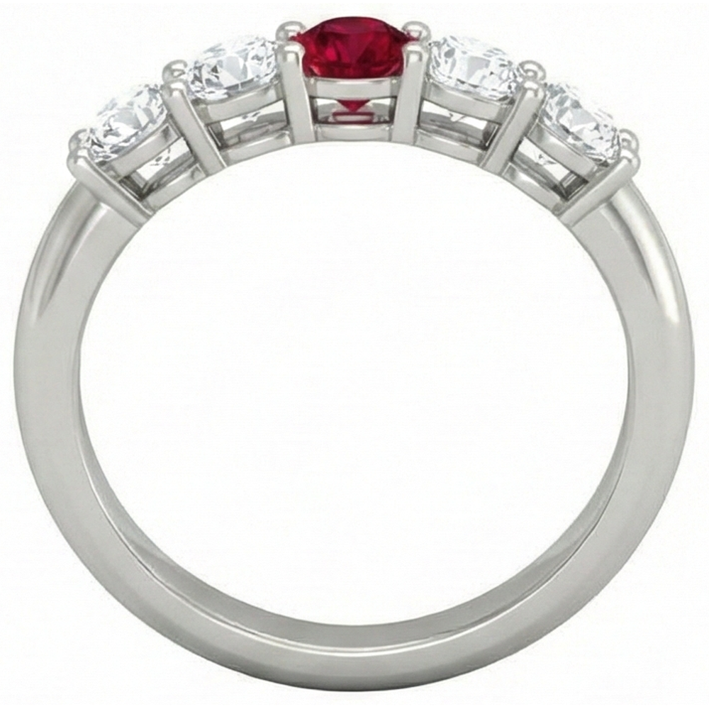 Runder Rubin-Aus der Erde Abgebauter Natürlicher Diamant-Ring 1,50 Karat Weißgold 14K Schmuck