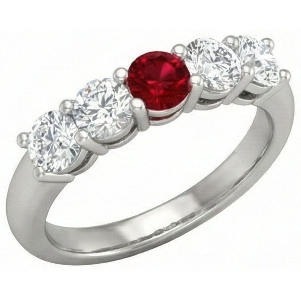 Runder Rubin-Aus der Erde Abgebauter Natürlicher Diamant-Ring 1,50 Karat Weißgold 14K Schmuck