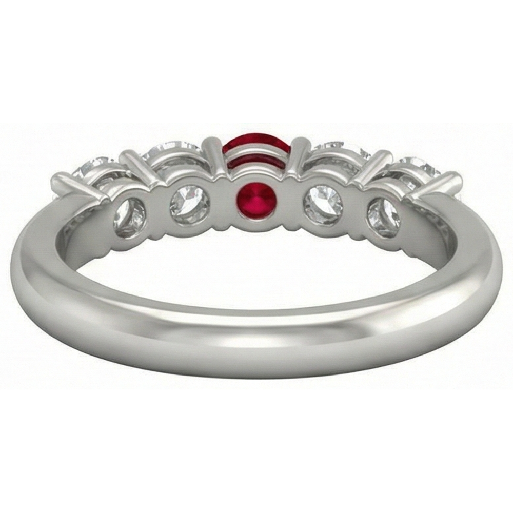 Runder Rubin-Aus der Erde Abgebauter Natürlicher Diamant-Ring 1,50 Karat Weißgold 14K Schmuck